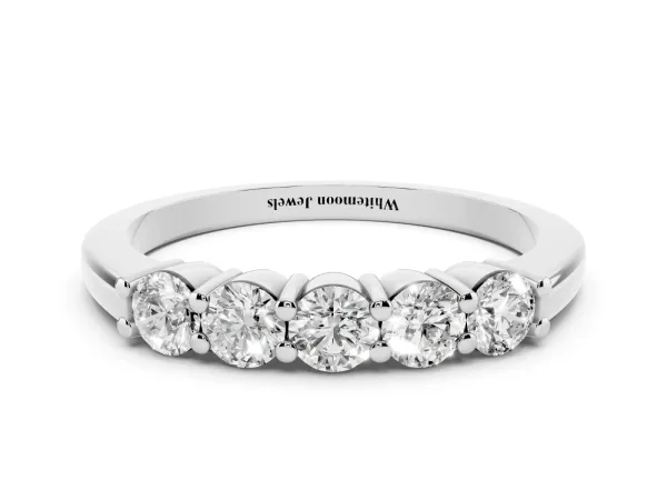 Round Cut Diamond Prong Set Half-Eternity Band White gold