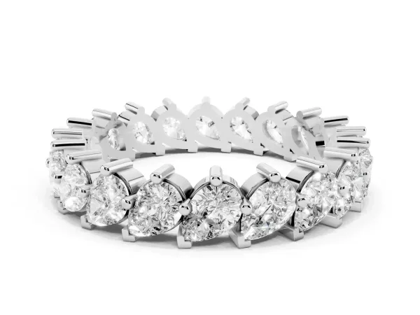 Pear Diamond Full Eternity Band with Shared Prong Setting White gold