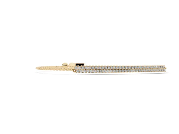 Pavé Round Diamond Box Chain Slider Bracelet Yellow gold