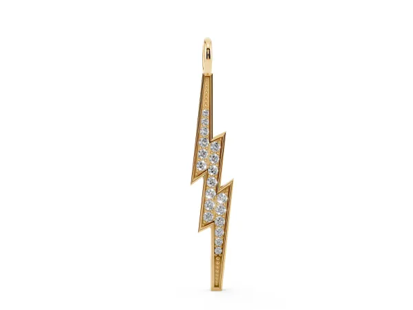 Pavé Set Lightning Bolt Pendant with Round Cut Stones Yellow gold
