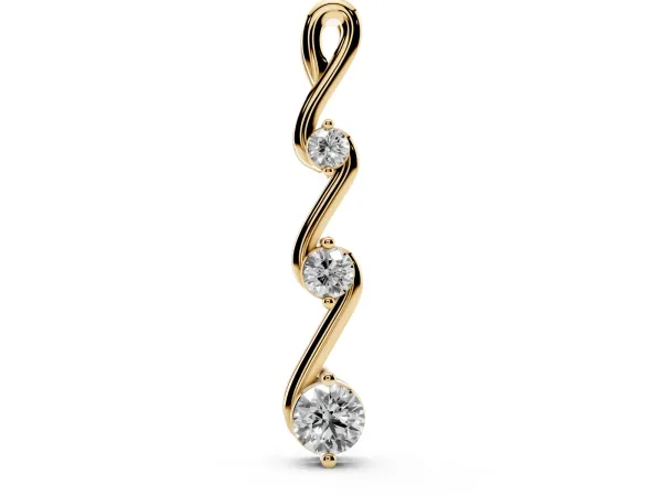 Three-Stone Round Brilliant Prong Set Pendant Yellow gold