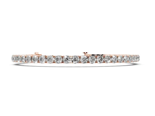 Round Cut Diamond Tennis Bracelet with Four-Prong Setting Rose gold