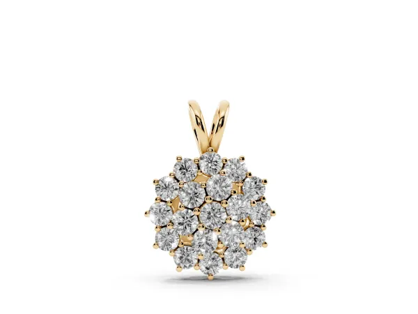 Cluster Round Diamond Prong-Set Pendant Yellow gold