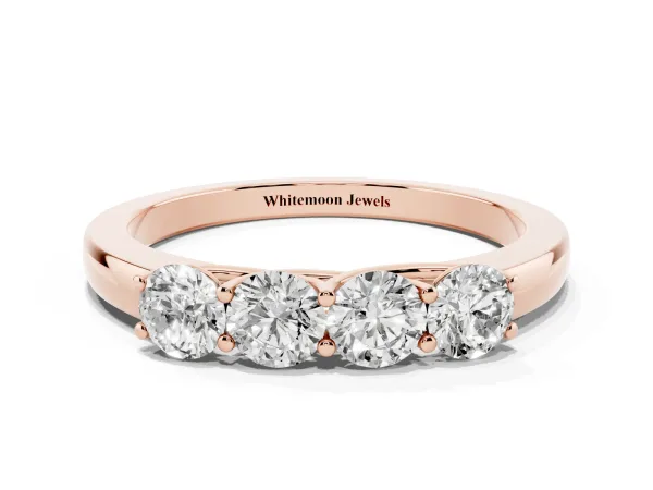 Four-Stone Round Diamond Prong-Set Band Rose gold