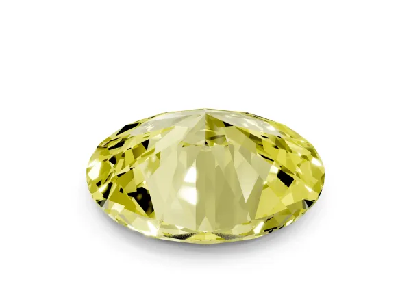 Fancy Yellow Oval Cut Diamond Solitaire Ring with Prong Setting and Pavé Band Yellow gold
