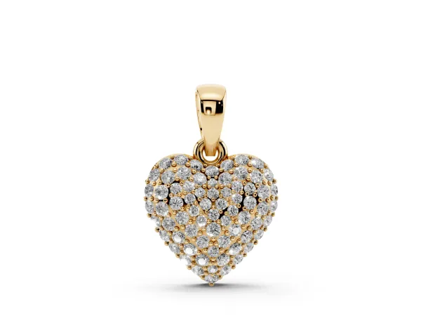 Heart Diamond Pendant with Pavé Setting Yellow gold