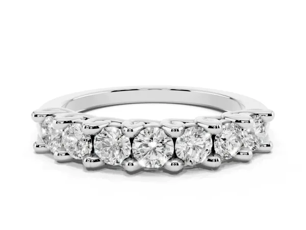 Round Diamond Prong-Set Half Eternity Band White gold