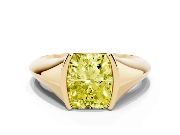 Fancy Yellow Radiant Cut Solitaire Tension Set Diamond Ring Yellow gold