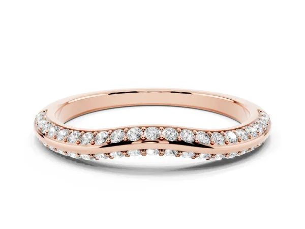 Pavé Round Diamond Wave Band with Shared Prong Setting Rose gold