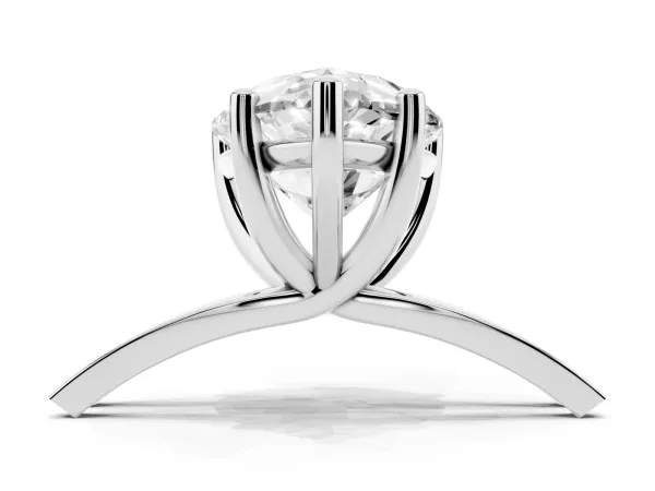 Pear Cut Cut Diamond Solitaire Engagement Ring with Tapered Plain Band and Four-Prong Setting White gold