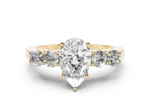 Pear Cut Cut Diamond Five-Stone Prong Set White Gold Ring Yellow gold