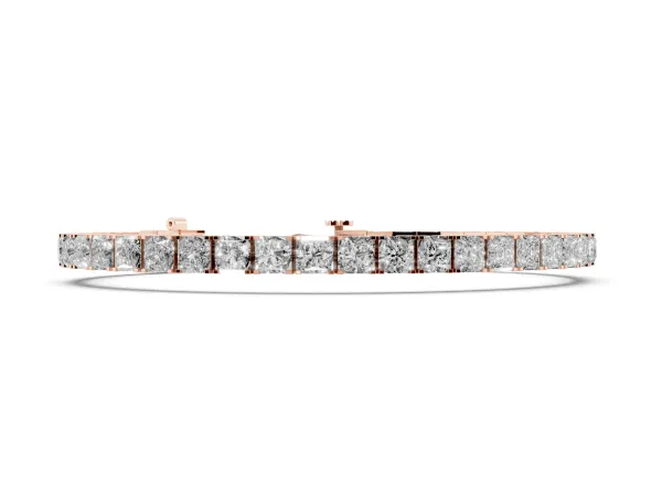 Princess Cut Diamond Tennis Bracelet with Channel Setting Rose gold