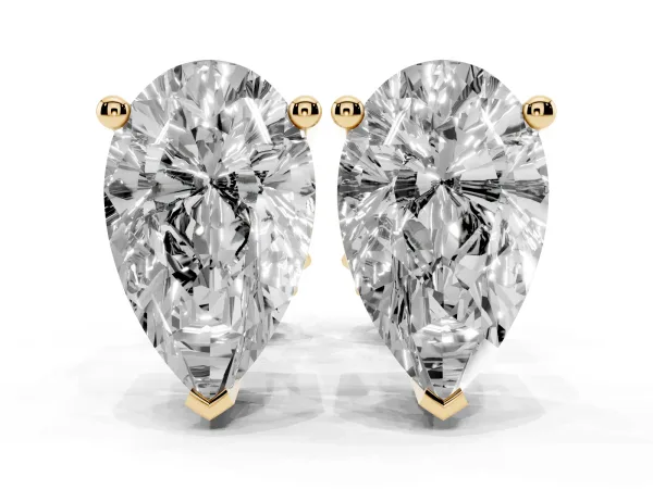 Pear Cut Diamond Stud Earrings Yellow gold