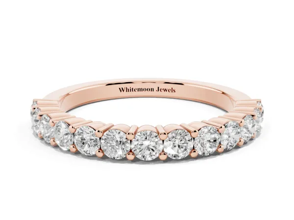 Alternating Round Diamond Promise Ring with Round Diamond Accents Rose gold