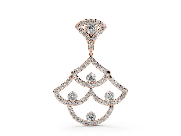 Pavé Round Diamond Fan Prong Pendant Rose gold
