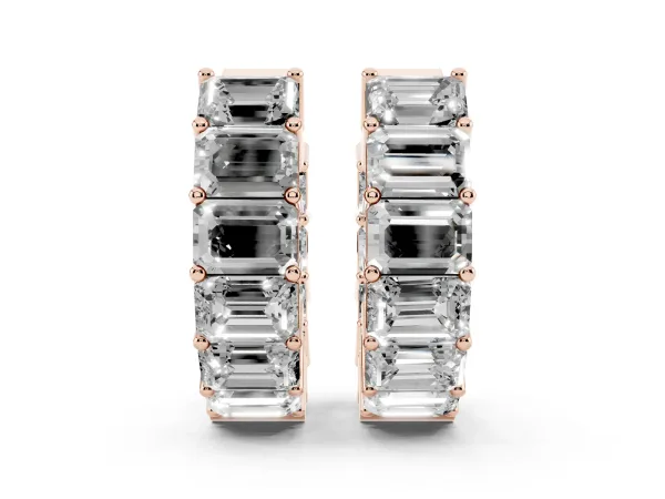 Emerald Diamond Huggie Hoop Earrings Rose gold