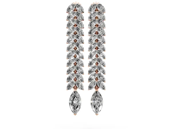Marquise Diamond Double Row Dangle Earrings Rose gold