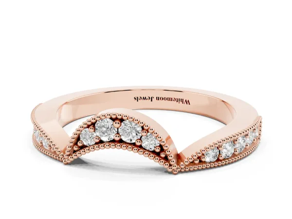 Pavé Round Diamond Contour Milgrain Band Rose gold