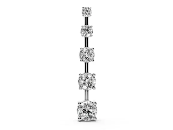 Vertical Bar Pendant with Round Brilliant Diamonds in Prong Setting Silver