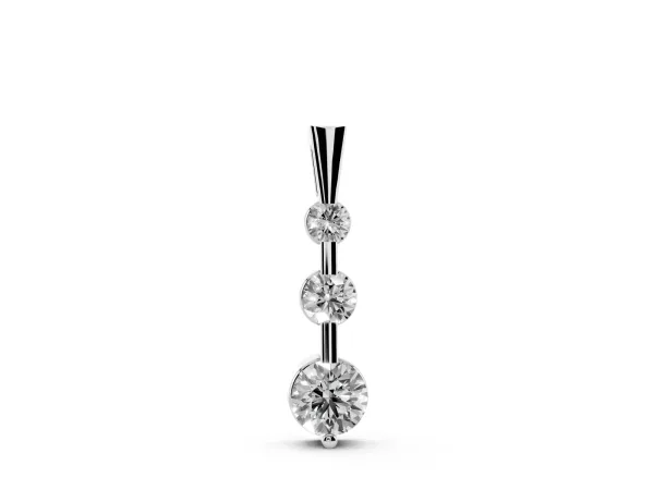 Three-Stone Round Diamond Prong-Set Pendant Silver