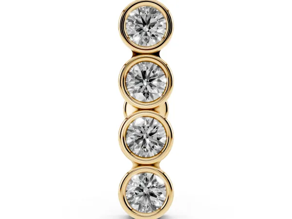 Round Diamond Row Flatback Earring Yellow gold