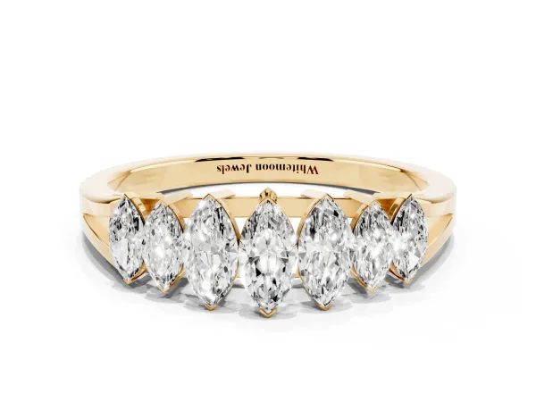 Marquise Diamond Prong-Set Half-Eternity Band Yellow gold