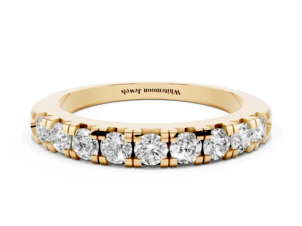 Round Diamond Half-Eternity Prong Set Band Yellow gold