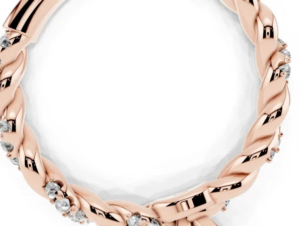 Fancy Yellow Emerald Cut Diamond Solitaire Ring with Twisted Band and Pavé Accents Rose gold