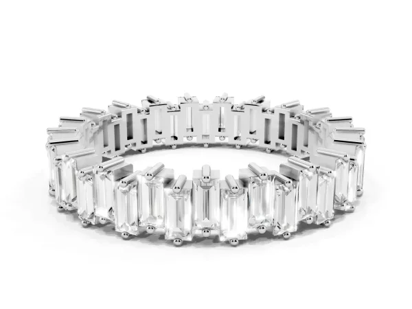 Baguette Diamond Full Eternity Ring with Prong Setting White gold