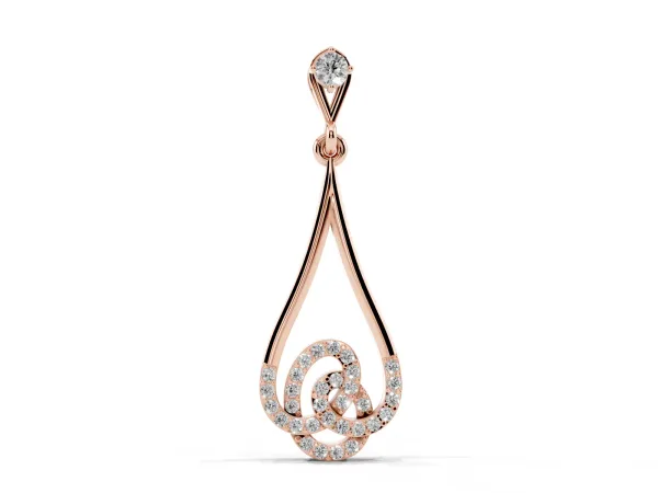 Teardrop Diamond Pavé Pendant with Round Brilliant Cut Rose gold