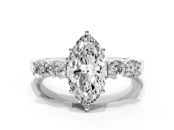 Marquise Cut Cut Diamond Five-Stone Prong Set White Gold Ring White gold