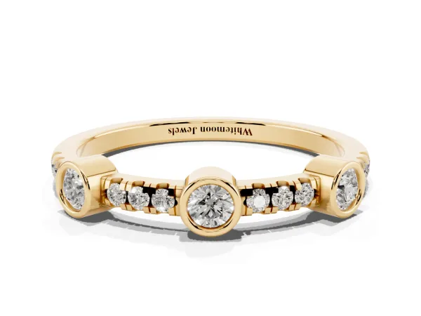 Bezel Set Round Diamond Pavé Band Yellow gold