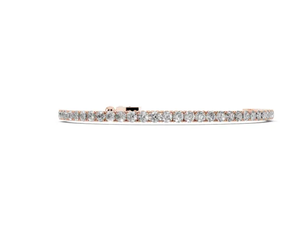 Round Cut Diamond Tennis Bracelet with Box Chain and Four-Prong Setting Rose gold