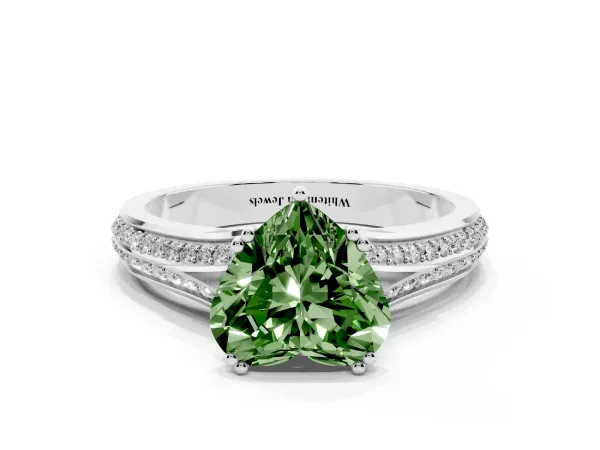 Fancy Green Heart Cut Diamond Split Shank Engagement Ring with Pavé Band Platinum