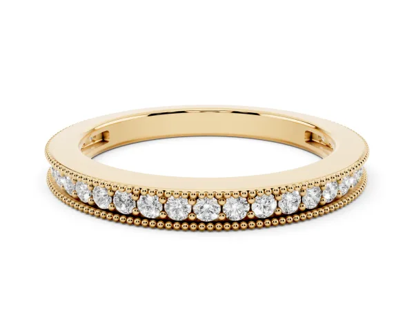 Round Diamond Pavé Eternity Band with Milgrain Edge Yellow gold