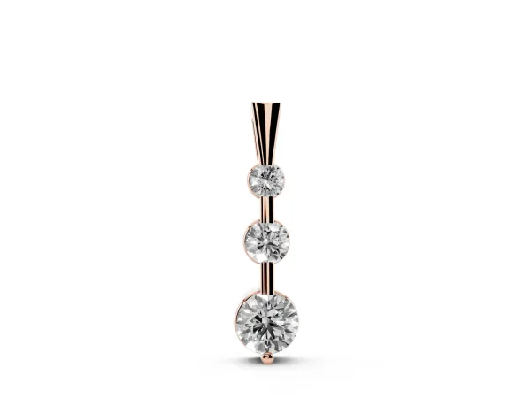 Three-Stone Round Diamond Prong-Set Pendant Rose gold