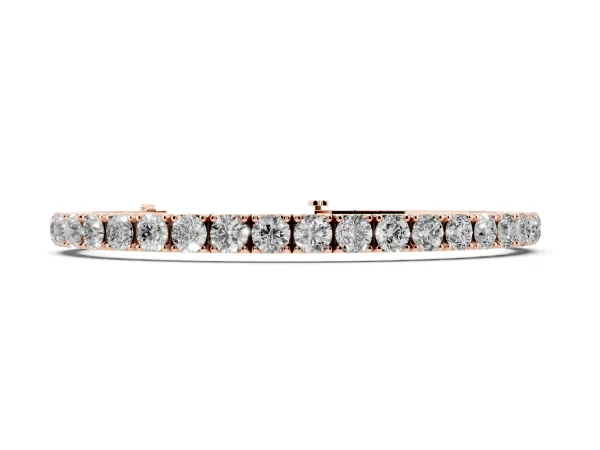 Round Cut Diamond Tennis Bracelet with Box Clasp and Four-Prong Setting Rose gold