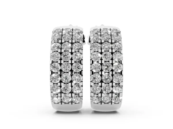 Pavé Round Diamond Hoop Earrings with Four-Prong Setting White gold