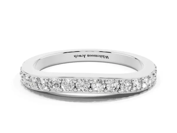 Round Diamond Pavé Set Curved Eternity Band White gold