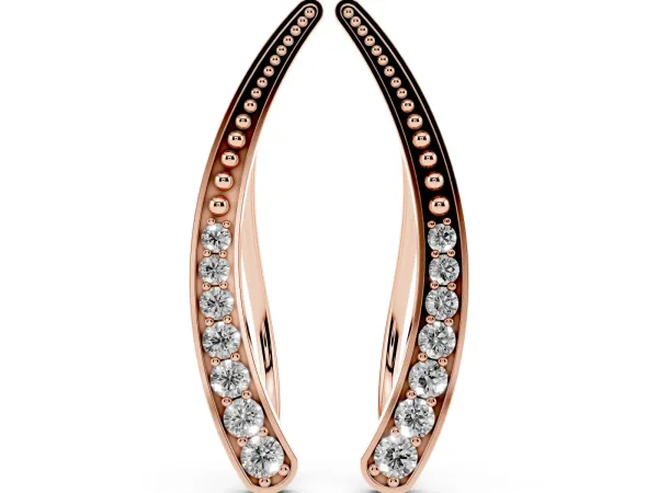 Pavé Round Diamond Curved Bar Earrings Rose gold