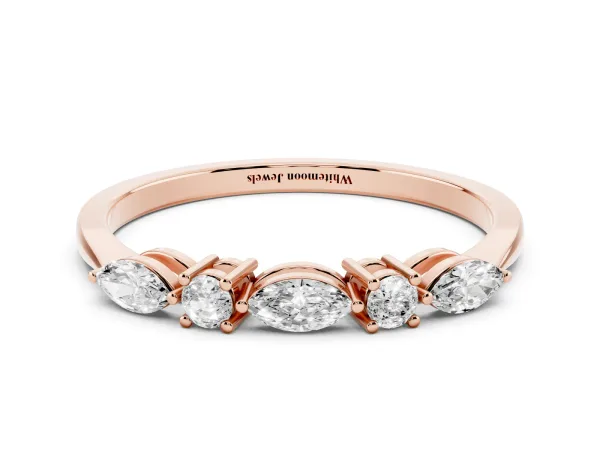 Prong Set Round Diamond Half-Eternity Band Rose gold