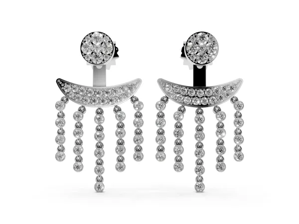 Round Diamond Chandelier Drop Earrings with Round Diamond Accents Platinum