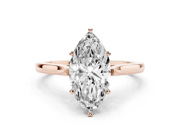 Marquise Cut Solitaire Heart Prong Engagement Ring with Tapered Band Rose gold