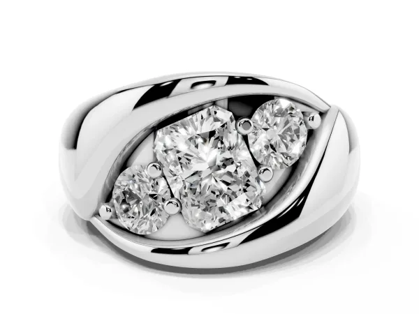 Channel Set Radiant Cut Diamond Crossover Band Platinum