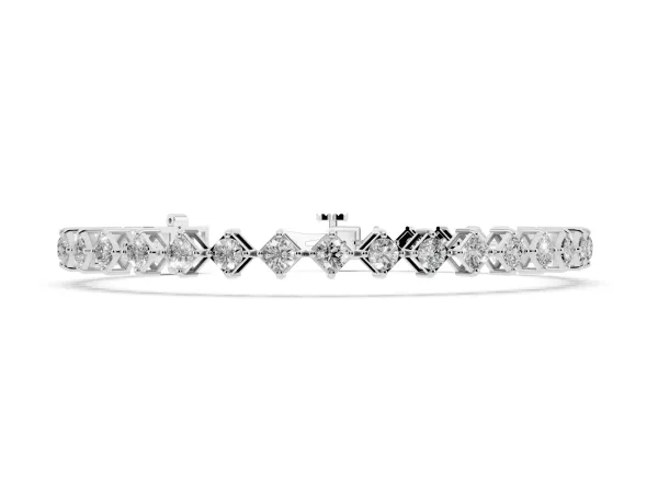 Princess Cut Diamond Tennis Bracelet with Square Prong Setting Silver