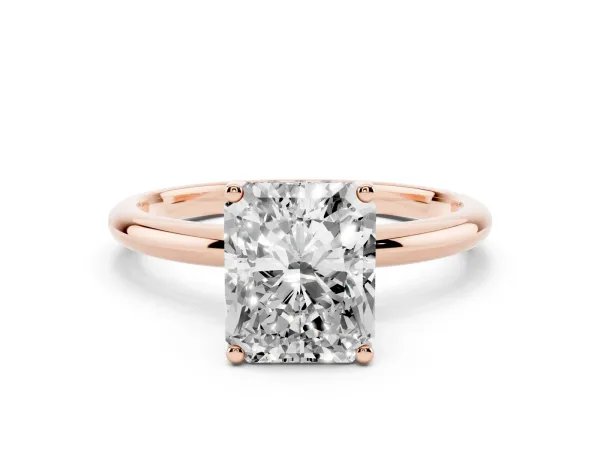 Radiant Cut Cut Solitaire Engagement Ring with Four-Prong Setting and Classic Band Rose gold