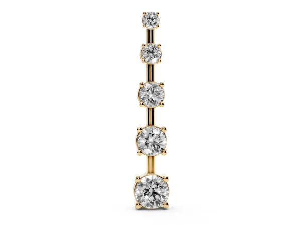 Vertical Bar Pendant with Round Brilliant Diamonds in Prong Setting Yellow gold