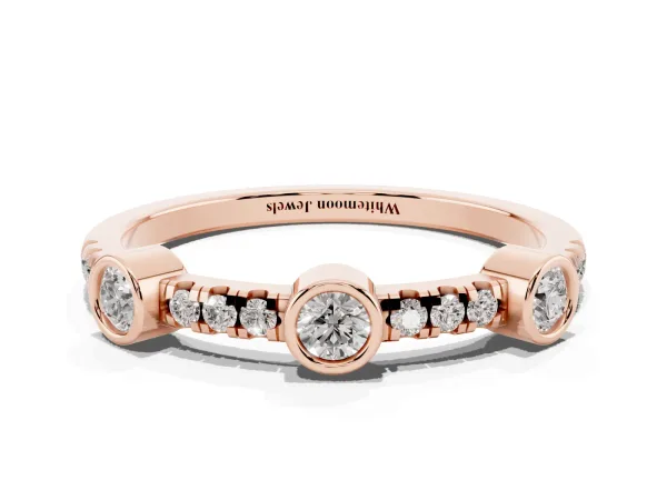 Bezel Set Round Diamond Pavé Band Rose gold