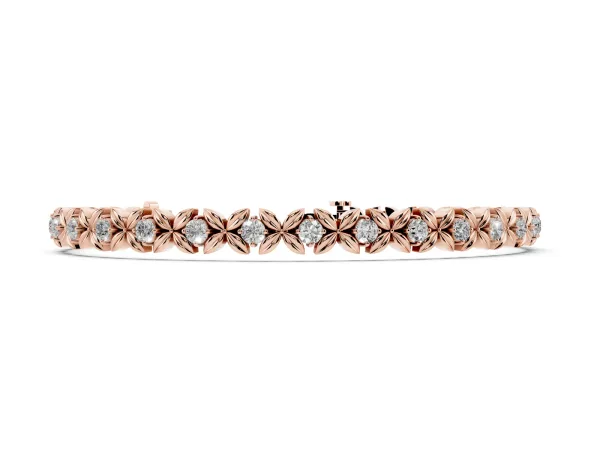 Round Diamond XOXO Tennis Bracelet with Four-Prong Setting Rose gold