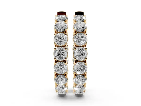 Round Cut Diamond Inside-Out Hoop Earrings with Shared Prong Setting Yellow gold